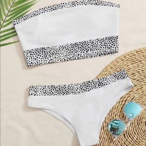 NWT Dalmatian Trim Bandeau Bikini Medium Shein
